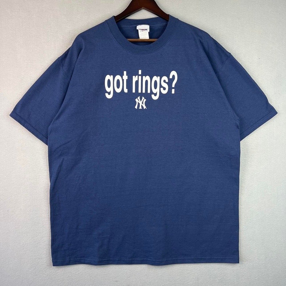 Vintage New York Yankees Got Rings MLB Championships Comparison Blue Tee Shirt